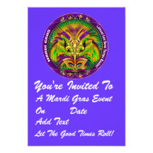 3.5" x 5" Portrait Mardi Gras Please View Notes Personalised Announcements