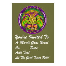 3.5" x 5" Portrait Mardi Gras Please View Notes Personalized Invites