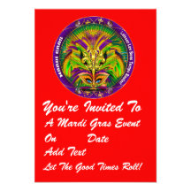 3.5" x 5" Portrait Mardi Gras Please View Notes Personalised Invite