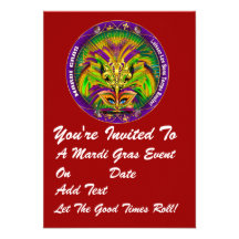 3.5" x 5" Portrait Mardi Gras Please View Notes Personalized Invitations