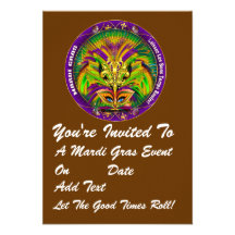 3.5" x 5" Portrait Mardi Gras Please View Notes Invite