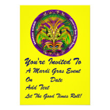 3.5" x 5" Portrait Mardi Gras Please View Notes Personalised Invites