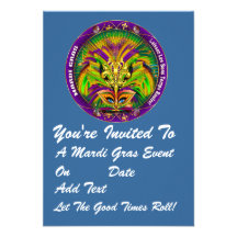3.5" x 5" Portrait Mardi Gras Please View Notes Custom Invitations