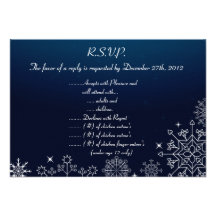 3.5 x 5 R.S.V.P Reply Card Blue Star and Snowflake Invite
