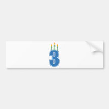 3 Birthday Candles (Blue / Green) Bumper Stickers