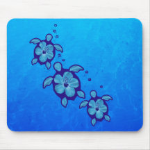 3 Blue Honu Turtles Mousepads
