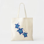 3 Blue Honu Turtles Tote Bags