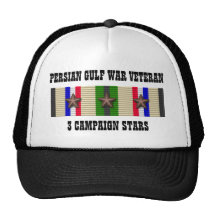 3 CAMPAIGN STARS / PERSIAN GULF WAR VETERAN TRUCKER HAT