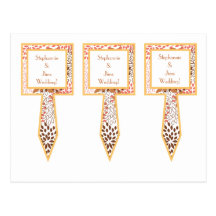 3 Cup Cake Picks Pink and Brown Floral Post Cards