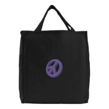 3-d Peace Sign Embroidered Tote Bags