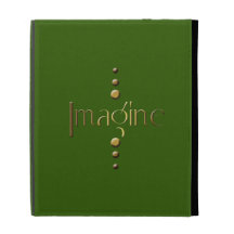 3 Dot Gold Block Imagine & Green Background iPad Folio Case