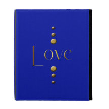 3 Dot Gold Block Love & Blue Background iPad Folio Case