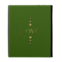 3 Dot Gold Block Love & Green Background iPad Folio Cover