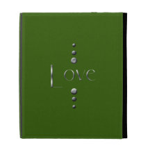 3 Dot Silver Block Love & Green Background iPad Folio Covers