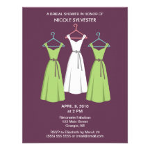 3 Dresses Bridal Shower Invitations -Wine