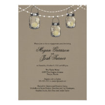 3 Hanging Mason Jars - Engagement Party Custom Announcements