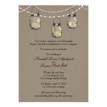 3 Hanging Mason Jars - Wedding Custom Invitations