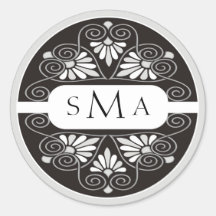 3 Initials Monogram stickers:Black And Silver