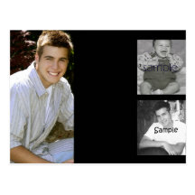 3 photo collage graduation announcement post card