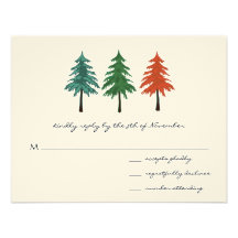 3 Pine Trees Wedding Response Card Personalised Invites
