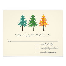 3 Pine Trees Wedding Response Card Personalized Invites