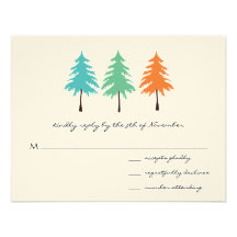 3 Pine Trees Wedding Response Card Custom Invitations