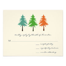 3 Pine Trees Wedding Response Card Invitations