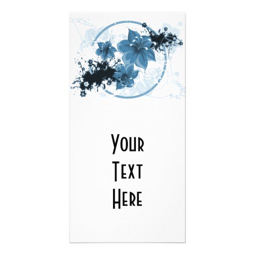 3 Pretty Flowers - Blue Picture Card