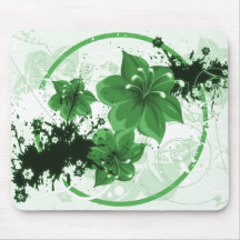 3 Pretty Flowers - Green Mousemat