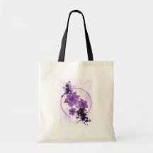 3 Pretty Flowers - Purple Canvas Bags