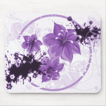 3 Pretty Flowers - Purple Mouse Mat