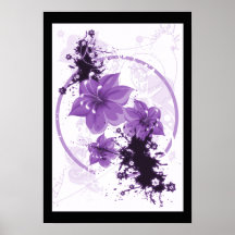 3 Pretty Flowers - Purple Print