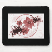 3 Pretty Flowers - Red Mouse Pad
