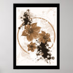 3 Pretty Flowers - Sepia Posters