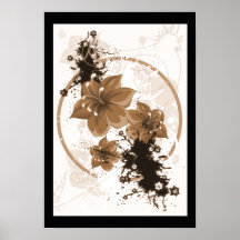 3 Pretty Flowers - Sepia Posters