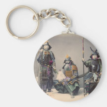 3 Samurai in Armour Vintage Photo Keychain