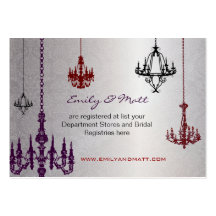 3 Silver Red & Black Chandeliers Damask Wedding Business Cards
