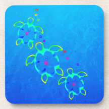 3 Tie Dyed Honu Turtles Drink Coasters