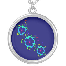 3 Tie Dyed Honu Turtles Necklaces