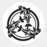 3 Tribal Dolphins Round Stickers