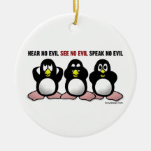 3 Wise Penguins Christmas Tree Ornaments