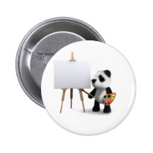 3d Baby Panda Artist Buttons