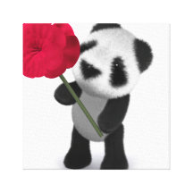 3d Baby Panda Rose Canvas Prints
