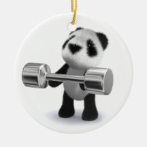 3d Baby Panda Weightlifter Christmas Tree Ornaments
