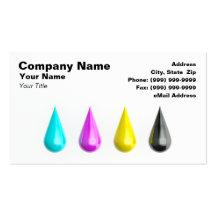 3D Colourful CMYK Ink Drops Business Card Templates