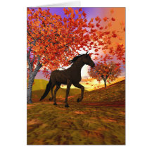 3d Fall Horse Greeting Cards