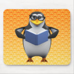 3d Penguin Reads Mouse Pad