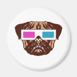 3D Pug Refrigerator Magnets