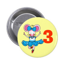 3rd birthday gift for a girl, cute ballerina pinback button