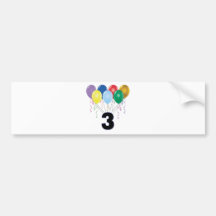 3rd Birthday Gifts with Balloons Bumper Sticker